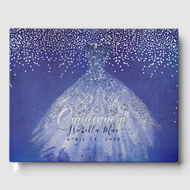 Quinceanera Princess Glitzer Gown, Blau Gästebuch