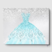Quinceanera Princess Glitzer Gown Ombre Blue Gästebuch (Rückseite)