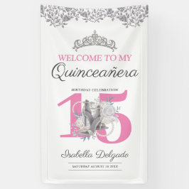 Quinceanera Princess Pink Silver 15. Geburtstag Banner