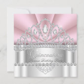 Quinceanera Princess Pink White Diamond Tiara Einladung (Vorderseite)