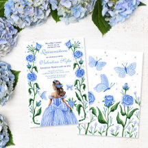 Quinceanera Princess Rose Butterfly Baby Blue