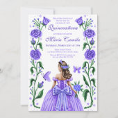 Quinceanera Princess Rose Butterfly Lilac Lila Einladung (Vorderseite)