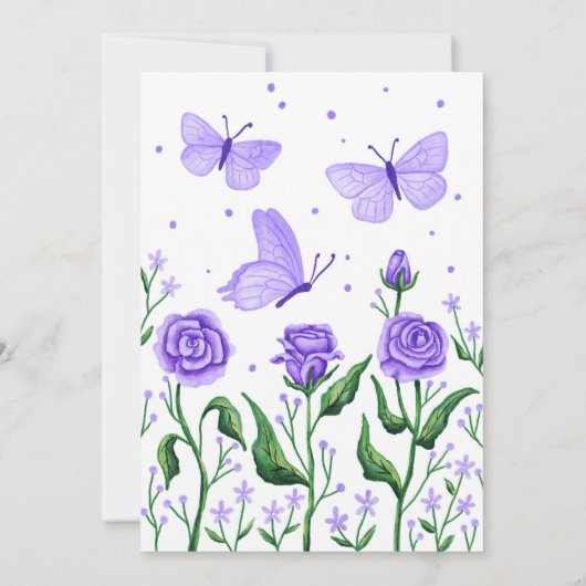 Quinceanera Princess Rose Butterfly Lilac Lila Einladung (Rückseite)