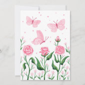 Quinceanera Princess Rose Butterfly Rosa Einladung (Rückseite)