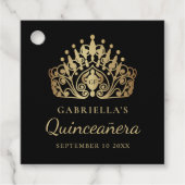 Quinceanera Princess Tiara Crown Black Gold Geschenkanhänger (Vorderseite)