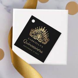 Quinceanera Princess Tiara Crown Black Gold Geschenkanhänger