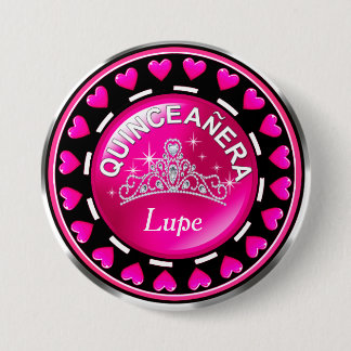 Quinceanera Princess Tiara Liebe Herz | Pink Button