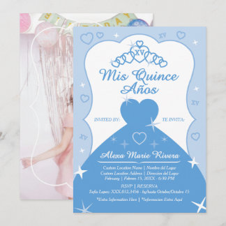 Quinceanera Prinzessin Diadem Glitter Foto Einladung