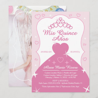 Quinceanera Prinzessin Diadem Glitter Foto Einladung