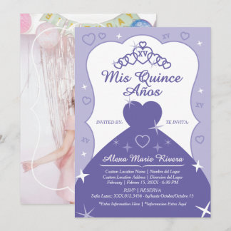 Quinceanera Prinzessin Diadem Glitter Foto Einladung