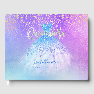 Quinceanera-Prinzessin Glitter-Kleid, Aquablau Gästebuch