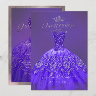 Quinceañera, Prinzessin Glitzer, Lila Violetter Einladung
