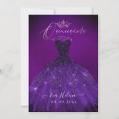 Quinceañera, Prinzessin Sparkle Gown Eggplant Einladung (Vorderseite)
