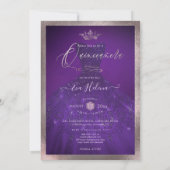 Quinceañera, Prinzessin Sparkle Gown Eggplant Einladung (Rückseite)