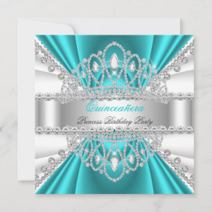 Quinceanera Prinzessin Türkis Blau Weiße Diamant T Einladung