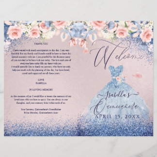 Quinceanera Programm Blush Glitzer der Blumenflott