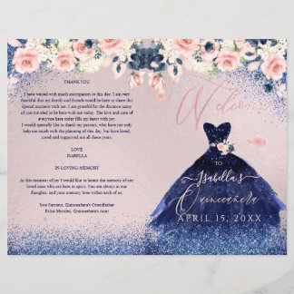 Quinceanera Programm Blush Glitzer der Blumenflott