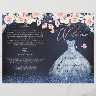 Quinceanera Programm Blush Glitzer der Blumenflott