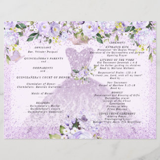 Quinceanera Programm Dusty Lila Floral n Gown