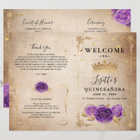 Quinceanera-Programm für lila Lavendel- und Gold-R