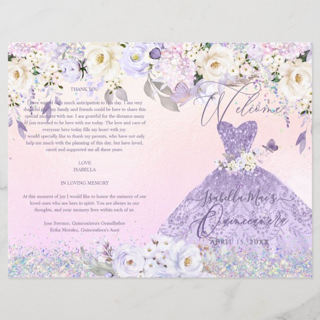 Quinceanera Programm H2 Dusty Lilac Lila Gown (Vorderseite)