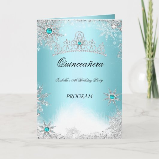Quinceanera-Programm Türkis Aquablau Kobaltblau Programm (Vorderseite)