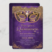 Quinceanera Purple Sparkle Einladung (Vorne/Hinten)