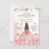 Quinceañera QR Code Rosa Rose Blüte Einladung (Vorderseite)