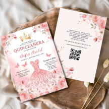 Quinceañera QR Code Rosa Rose Blüte