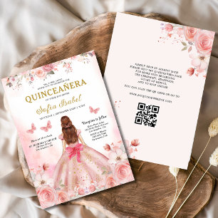 Quinceañera QR Code Rosa Rose Blüte Einladung