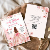 Quinceañera QR Code Rosa Rose Blüte Einladung