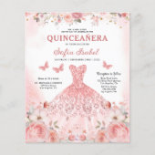 Quinceañera QR Code Rosa Rose Blüte Flyer (Vorne)