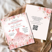 Quinceañera QR Code Rosa Rose Blüte Flyer