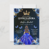 Quinceanera QR Code Royal Blue Butterfly Princess Einladung (Vorderseite)