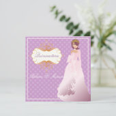 Quinceañera/Quince años princess/dicker Hintergrun Einladung (Stehend Vorderseite)