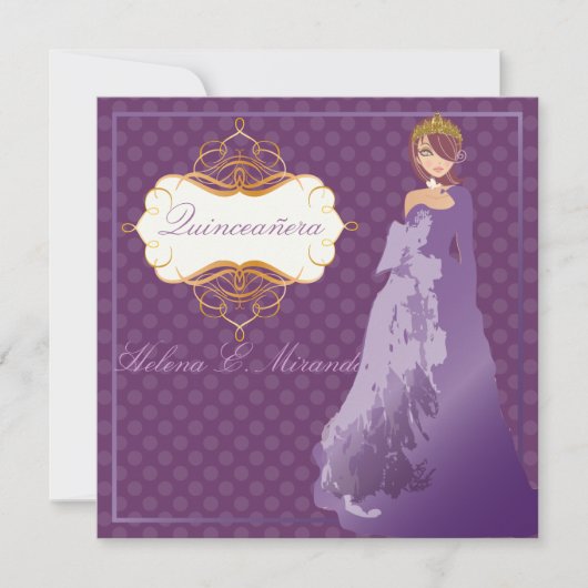 Quinceañera/Quince años princess/polka dots Einladung (Vorderseite)