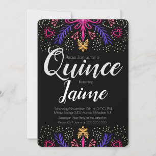 Quinceanera Quince Lustige Gepunktete Florale Chic Einladung
