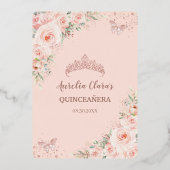Quinceañera Quince Sweet 16 Blush Rose Gold Folieneinladung (Rückseite)