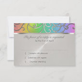 Quinceanera Rainbow and Silver Filigree Wirbel Einladung (Rückseite)
