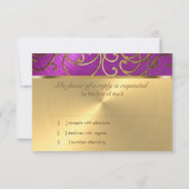 Quinceanera Raspberry Pink Gold Filigree Wirbel Einladung (Rückseite)