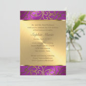 Quinceanera Raspberry Pink Gold Filigree Wirbel Einladung (Stehend Vorderseite)