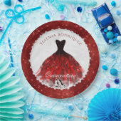 Quinceañera Red Diamond Sparkle Glam Pappteller (Party)