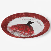 Quinceañera Red Diamond Sparkle Glam Pappteller (Schrägansicht)