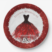Quinceañera Red Diamond Sparkle Glam Pappteller (Vorderseite)