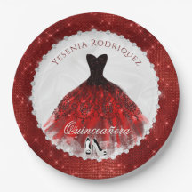 Quinceañera Red Diamond Sparkle Glam
