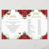 Quinceañera Red Floral Gold Butterfells Programm (Rückseite)