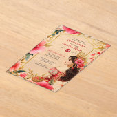 Quinceañera Red Gold Mis Quince Dress Blume Acryleinladungen (Ablage )