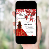 Quinceanera red white dress bow einladung