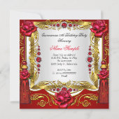 Quinceanera Regal Red Gold Rose Tassels Tiara Einladung (Rückseite)