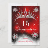 Quinceanera Regal Red Snowflake 15. Geburtstag Einladung (Vorderseite)
